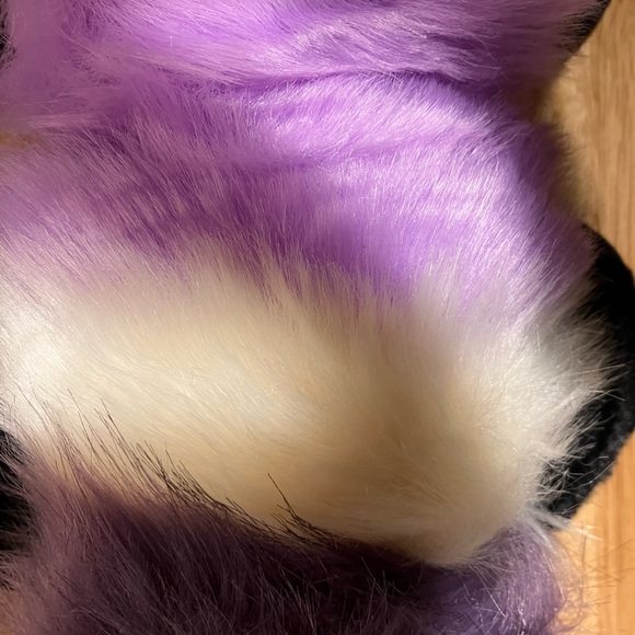 Cozy Faux Fur Slippers Sz 11-Black sole, Purple, lilac and Cream - Picture 2 of 8